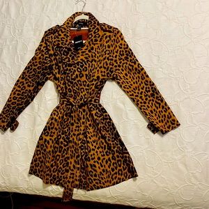 Leopard print trench coat